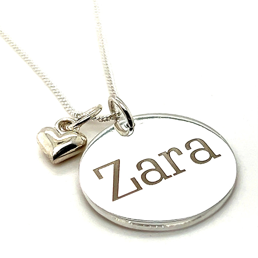 Silver Circle Name Necklace