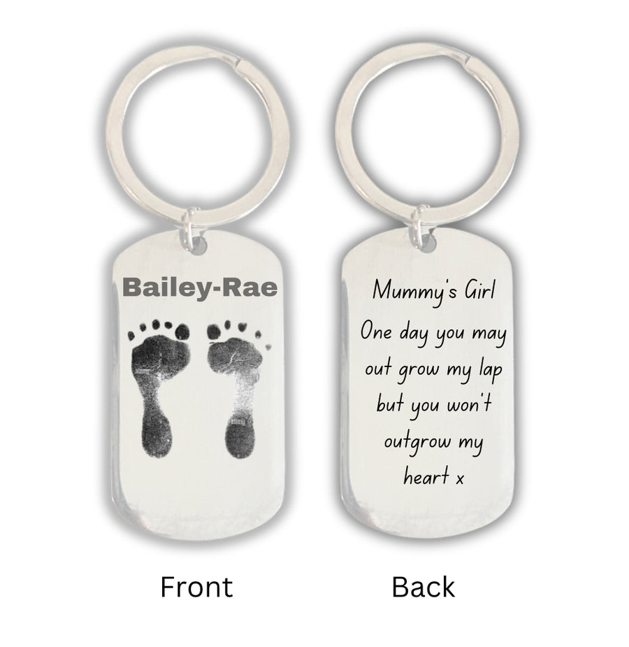 Custom Hand or Footprint Engraved Keyring