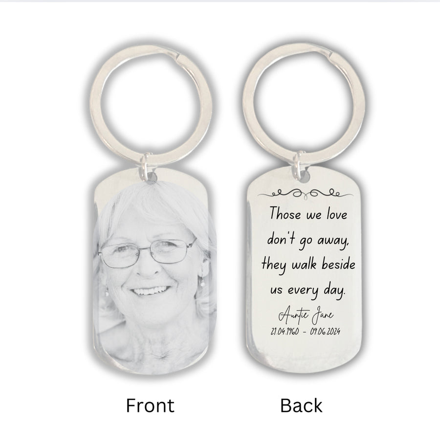 PersonaliSed RIP Memorial Photo Engraved Stainless Steel Keyring