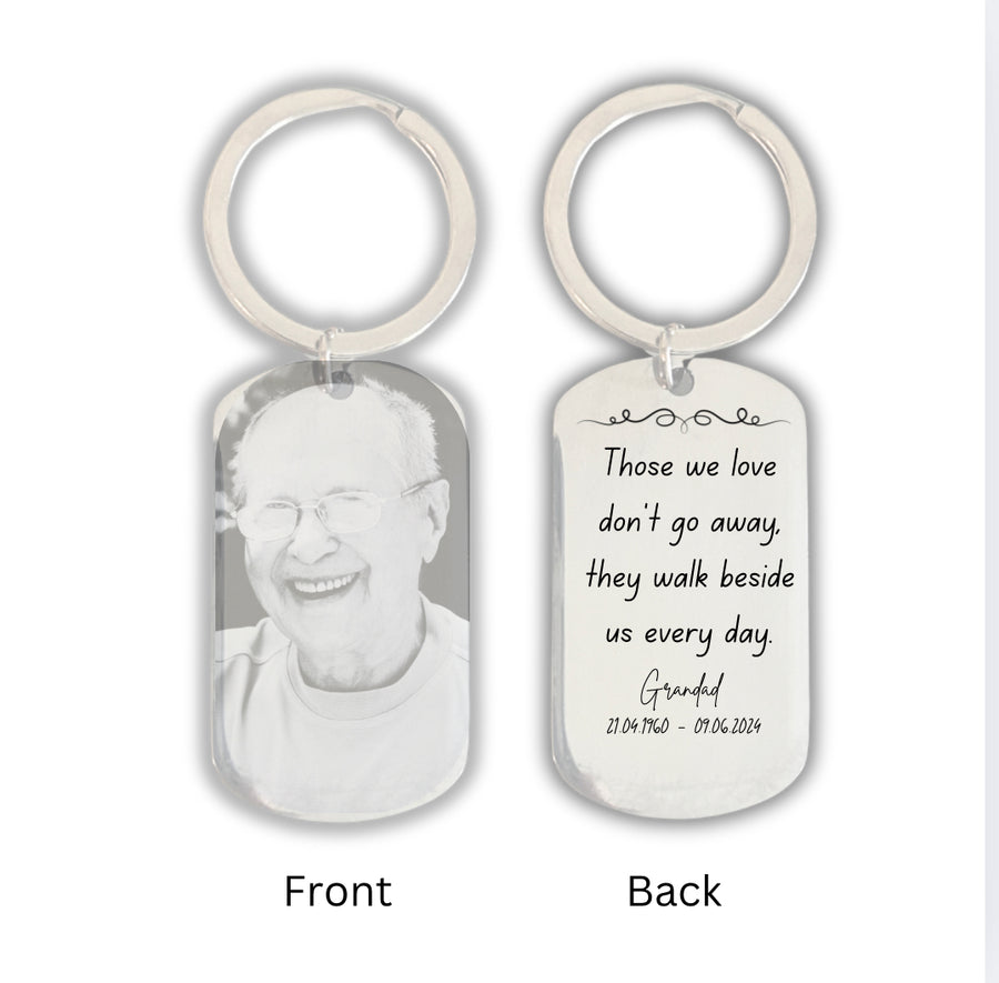 Personalised RIP Memorial Photo Engraved Stainless Steel Keyring