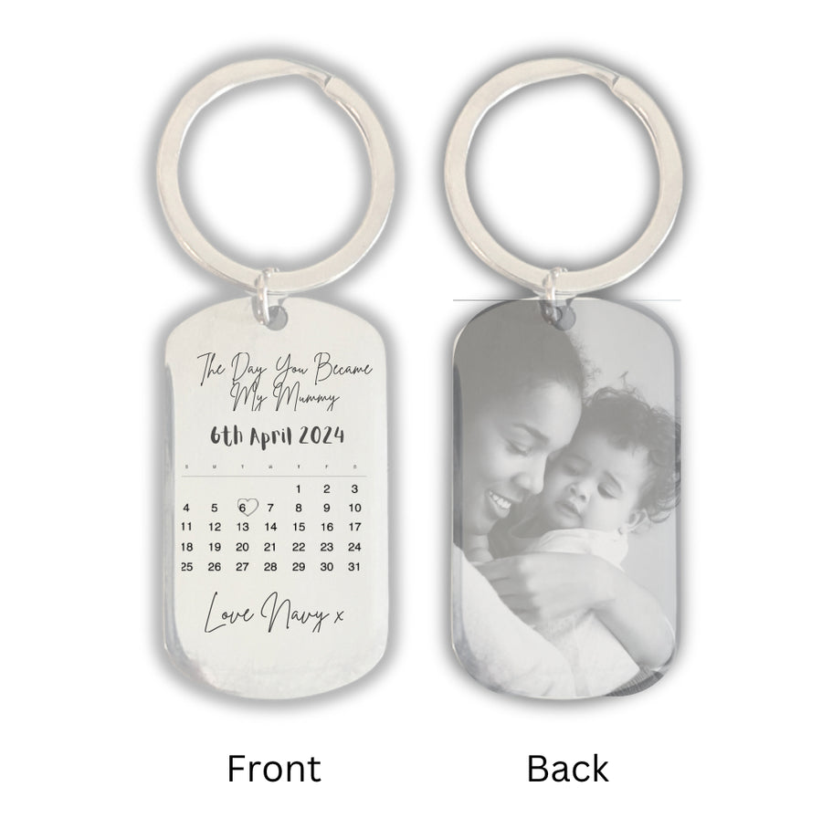 Custom Keychain with Quote "The Date You Became My Daddy" Calendar