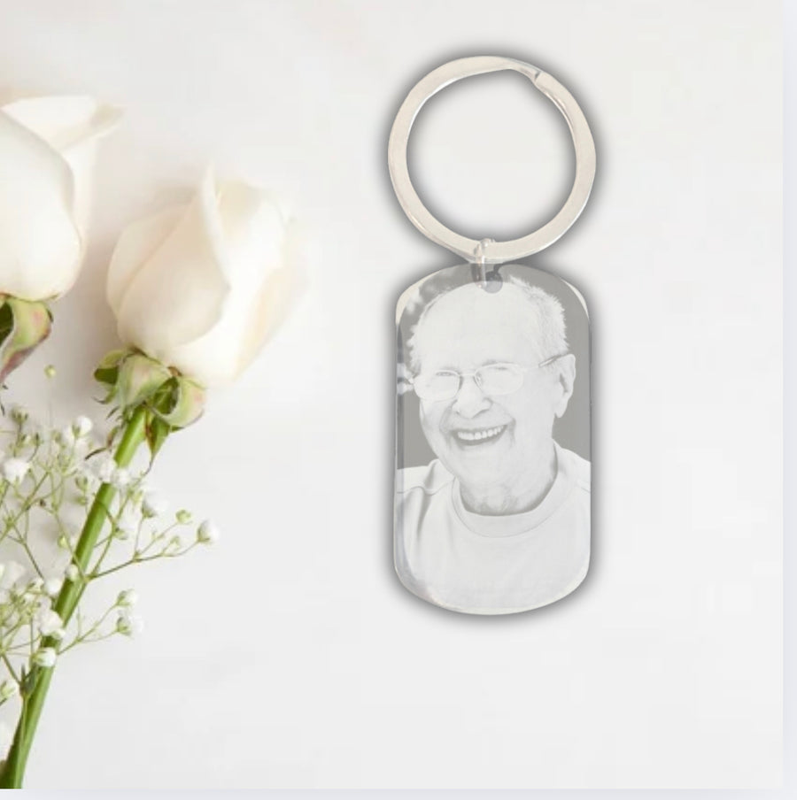 PersonaliSed RIP Memorial Photo Engraved Stainless Steel Keyring