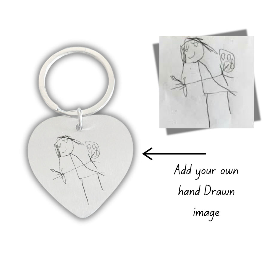 Personalised Keyring with Drawing engraved