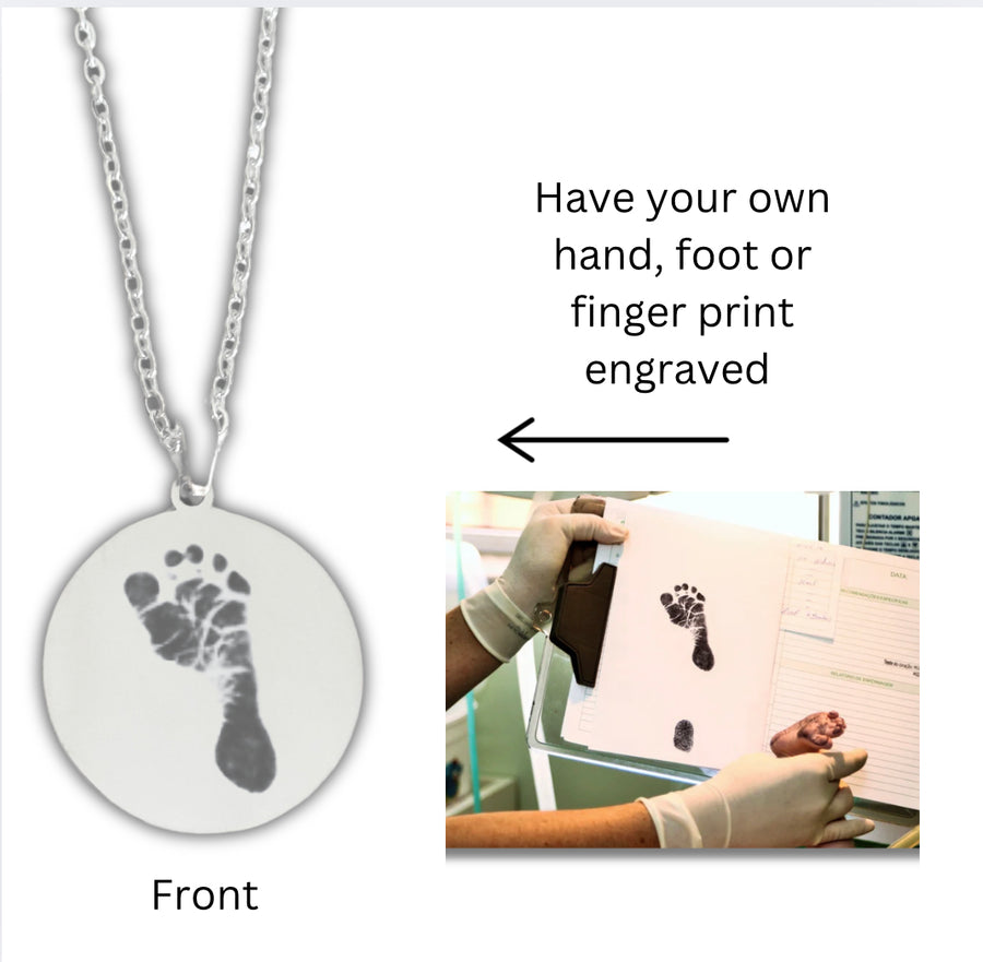 Personalised Foot Print Engraved Necklace