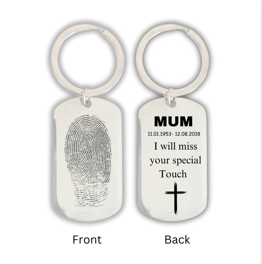 RIP Fingerprint Memorial Keyring