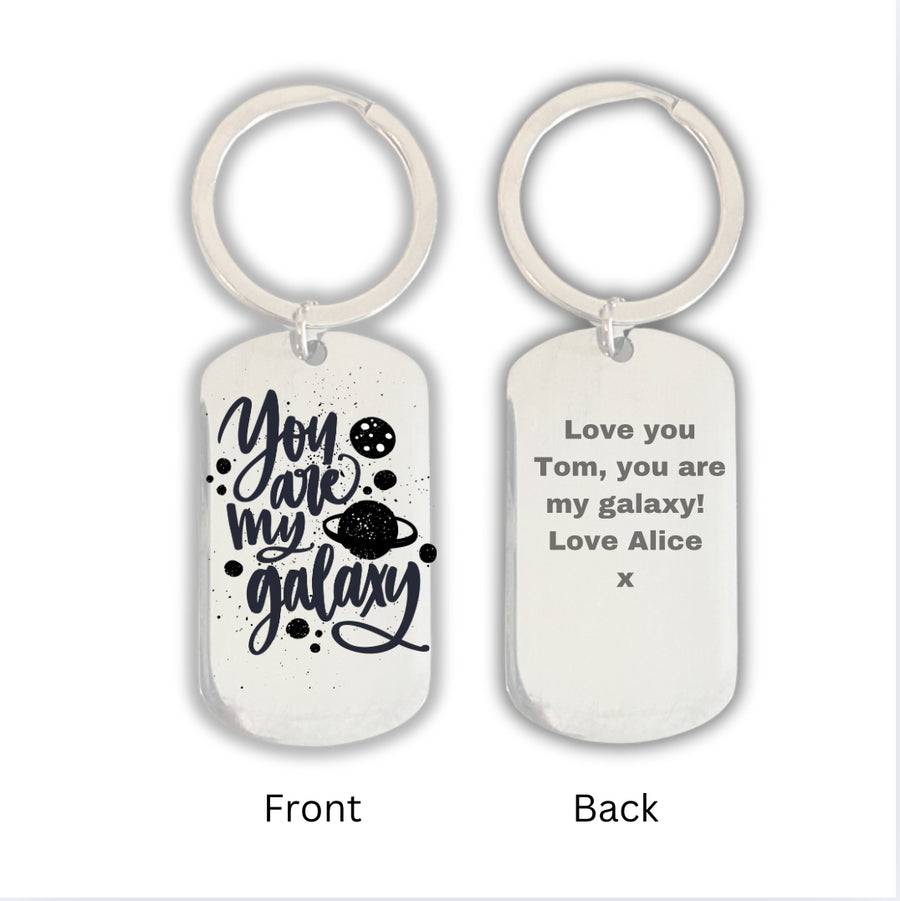 Custom ''You are my Galaxy'' Engraved Keyring