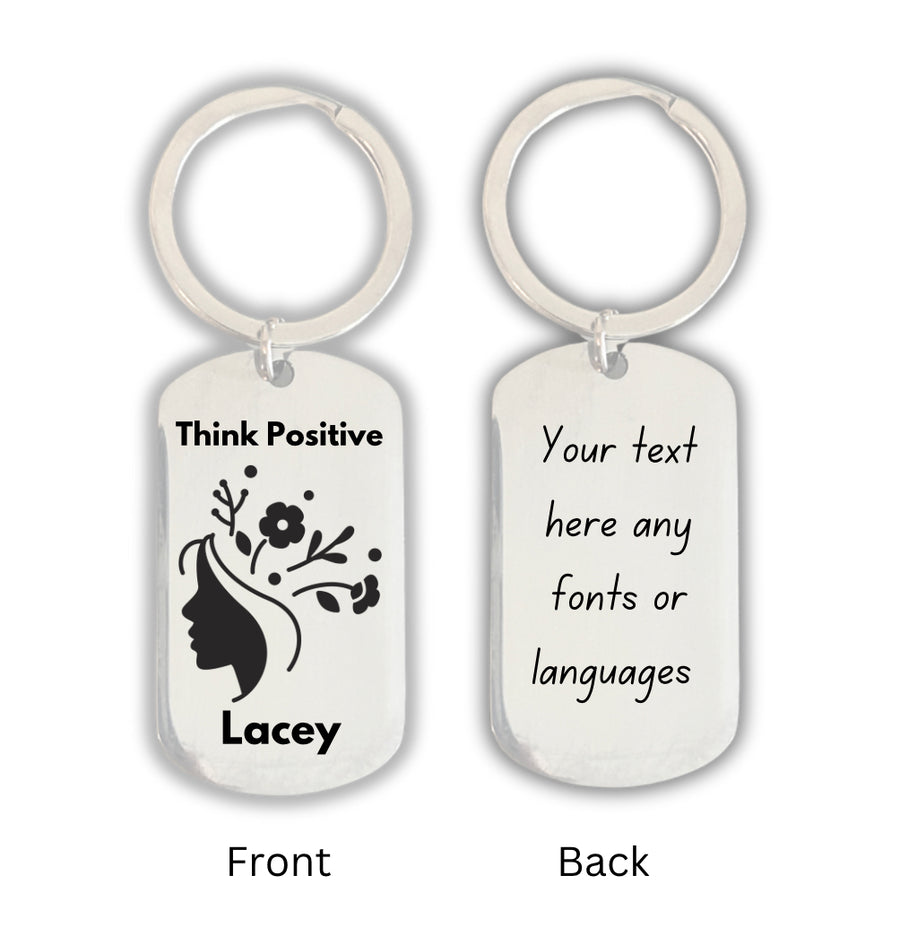 Personalised Think Positive Keyring