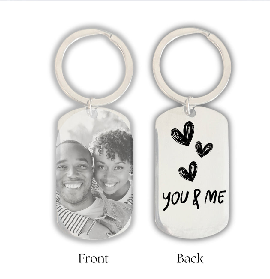 You and Me Photo Engraved Keyring