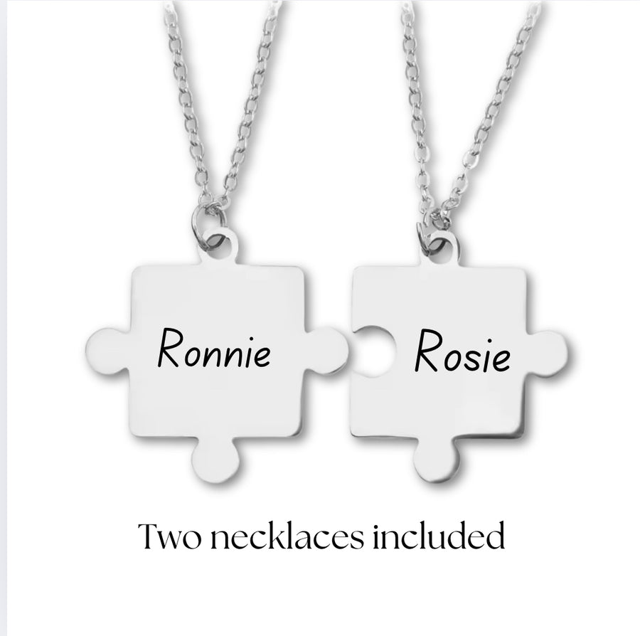 Engraved Puzzle Necklace Set