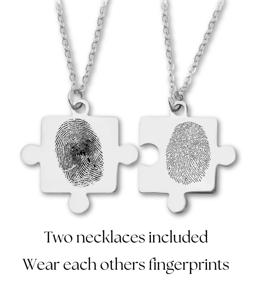 Fingerprint Puzzle Necklace Set