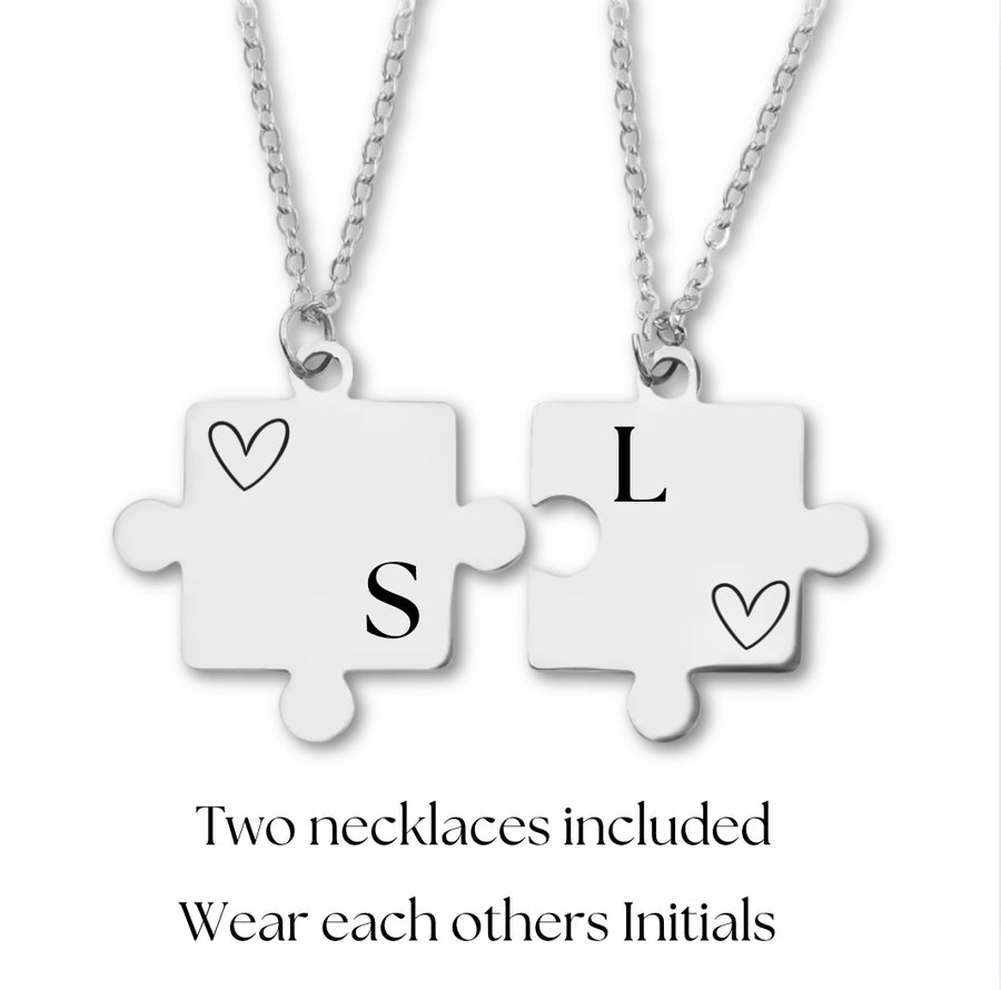 Initials Puzzle Necklace Set