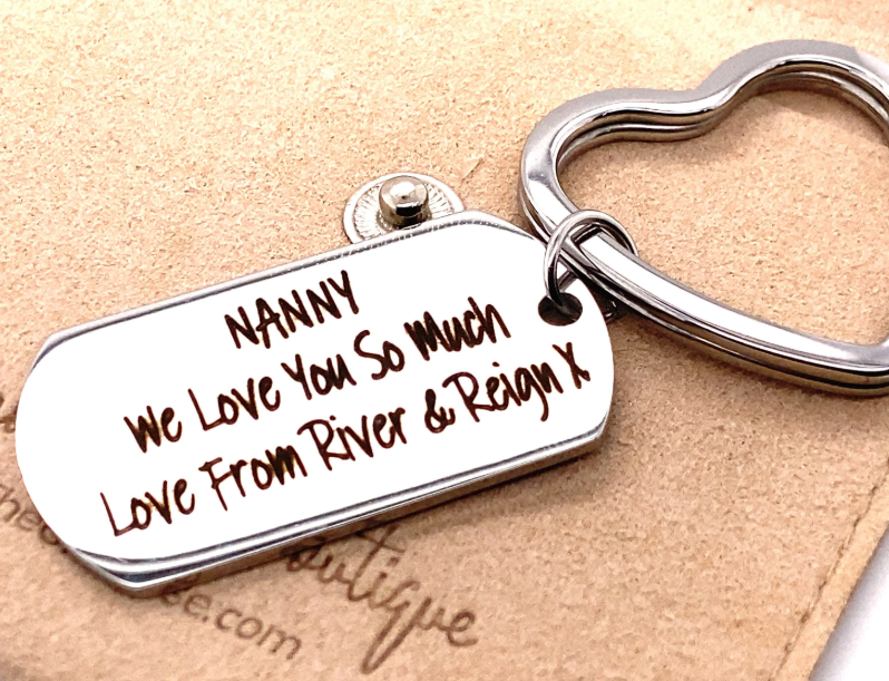 Personalised Nanny Key Ring • Message Keyring • Stainless Steel Bespoke Keyring • Engraved Gifts • Personalized Gifts for Family • Nan Gift