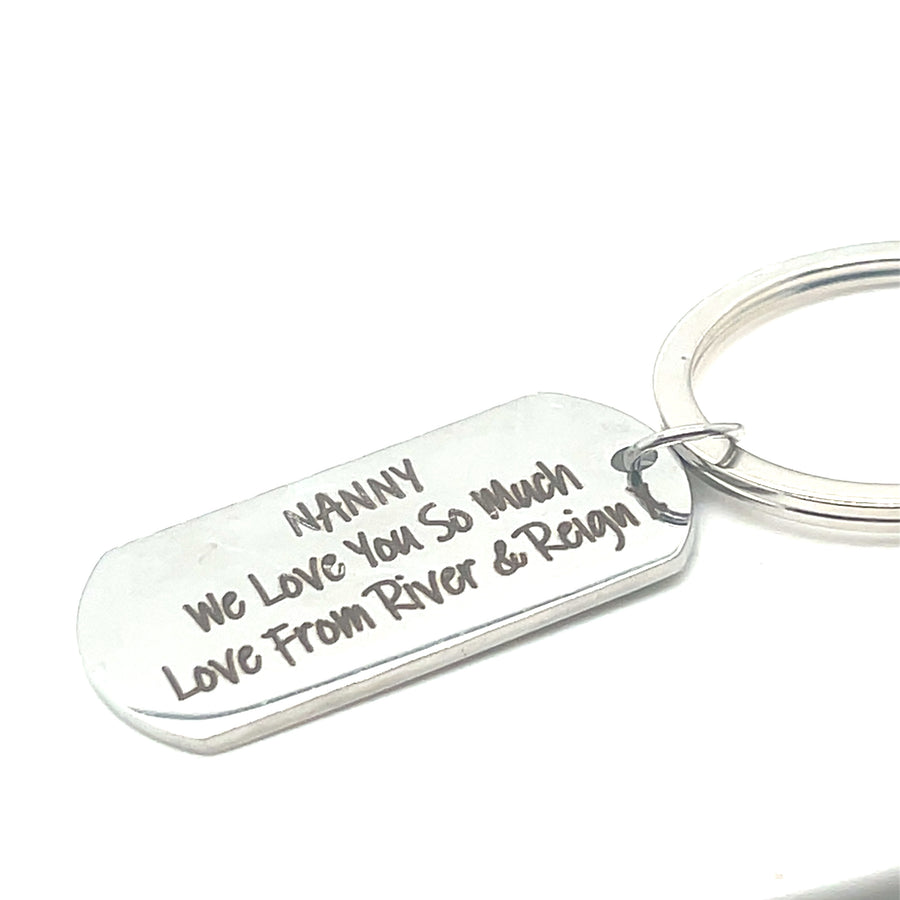 Personalised Nanny Key Ring • Message Keyring • Stainless Steel Bespoke Keyring • Engraved Gifts • Personalized Gifts for Family • Nan Gift