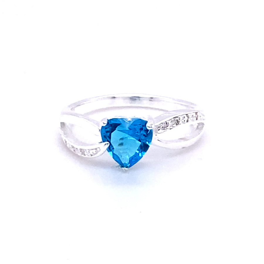 Deep Sky Blue Heart Ring