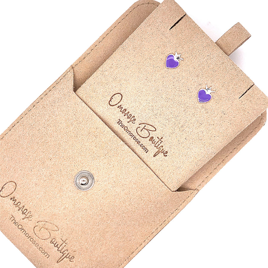 Purple Princess Heart Earrings