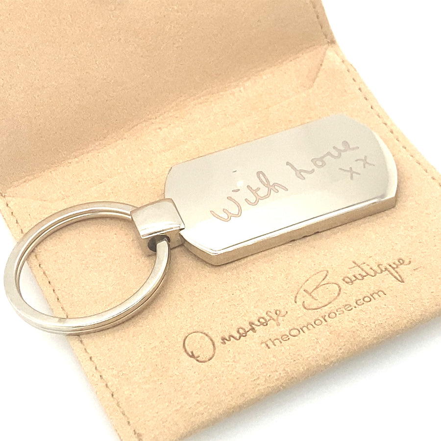 Key Ring Written Engraved Handwriting Keyring – omoroseboutique