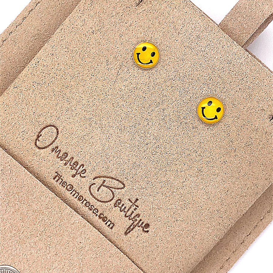 Real sterling silver 925 cute smiley face stud push back fun earrings, children or adults, gift earrings, dont worry be happy, hallmarked