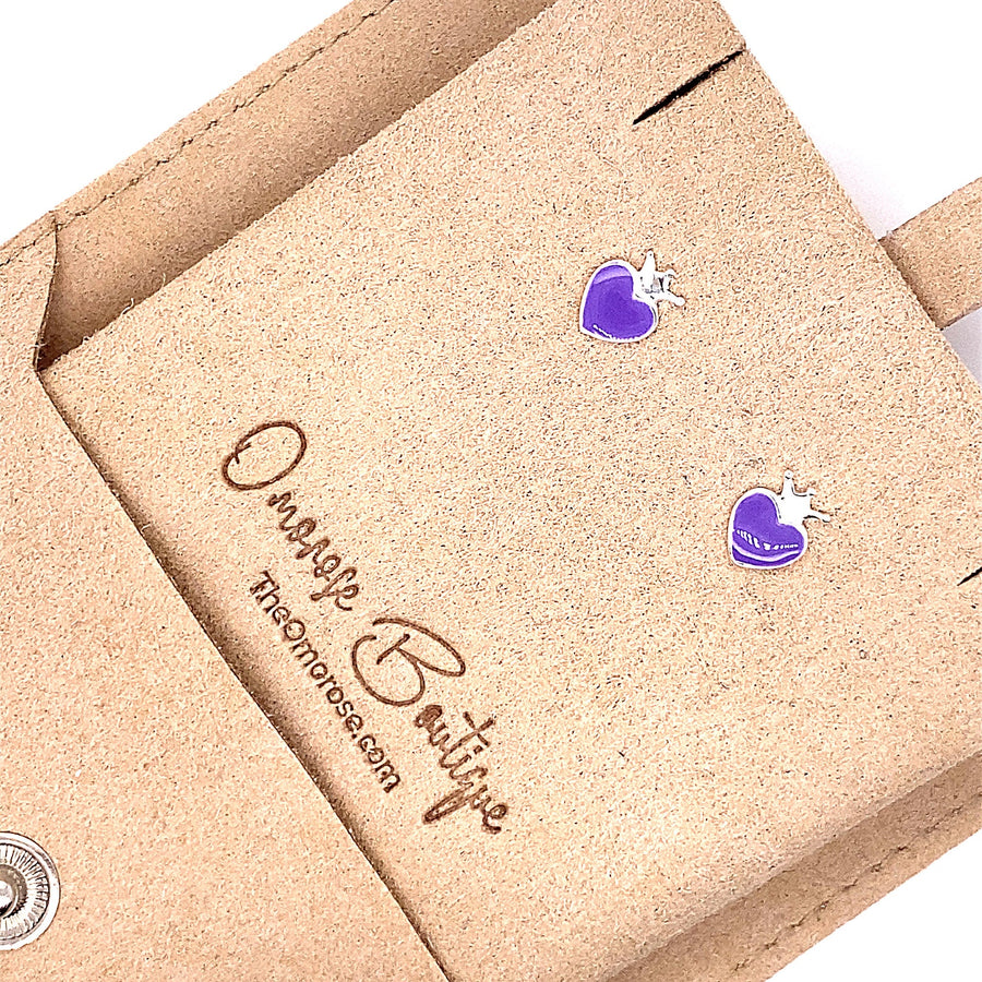 Purple Princess Heart Earrings