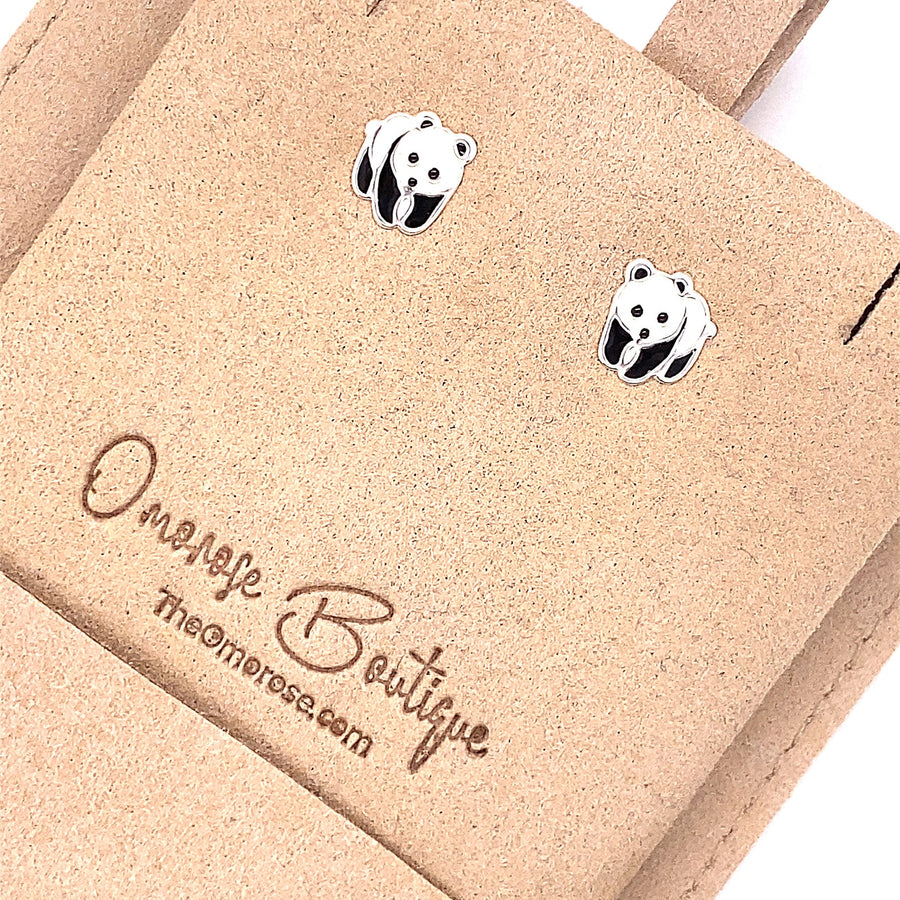 Panda Bear Push-Back Stud Earrings