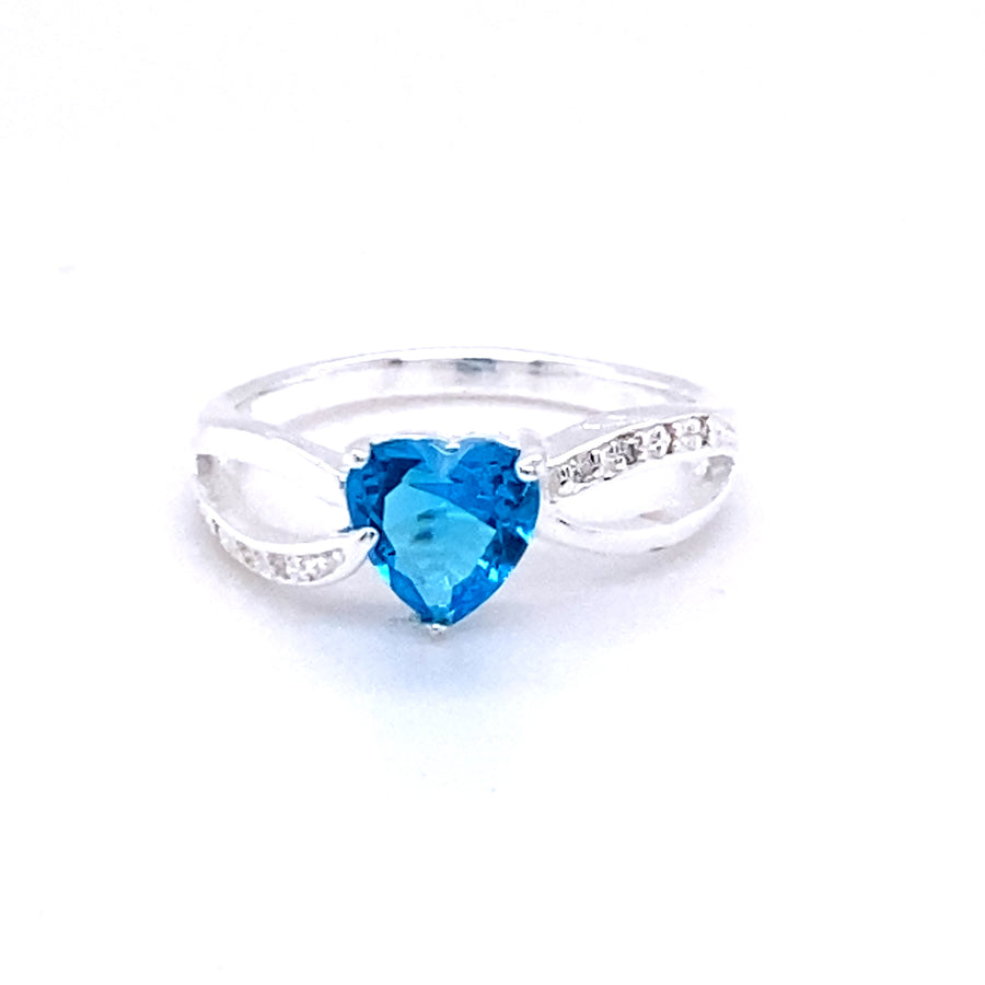 Deep Sky Blue Heart Ring