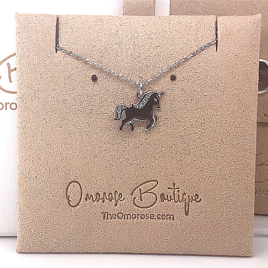 White Unicorn CZ Diamond Necklace