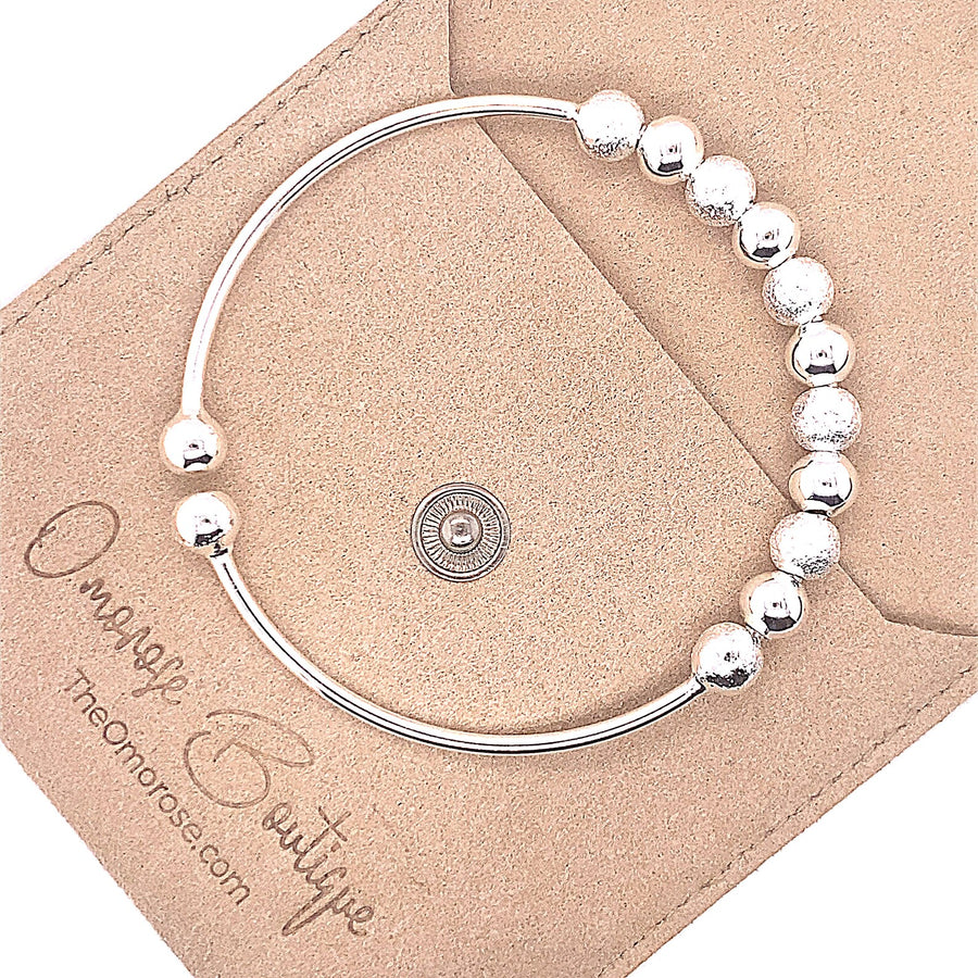 Sterling Silver Beaded Bangle S925, cute bracelet with beads and sparkle, adjustable fit mothers day