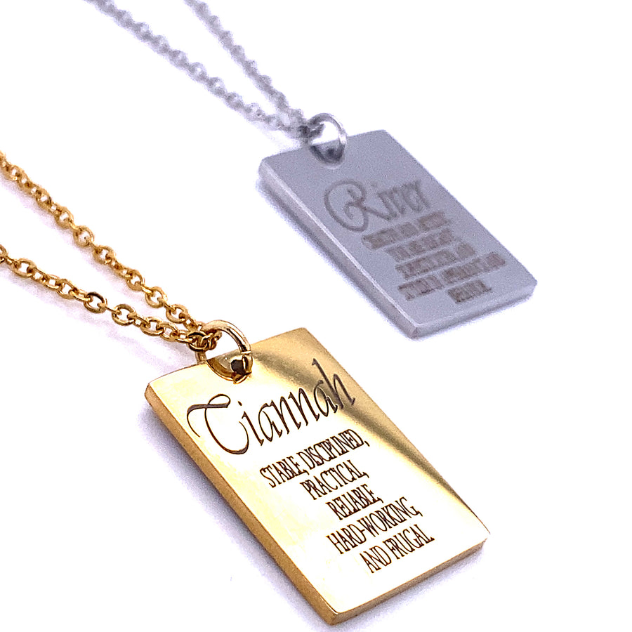 Custom Name Definition Necklaces