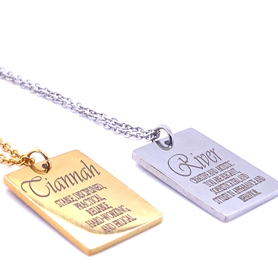 Custom Name Definition Necklaces