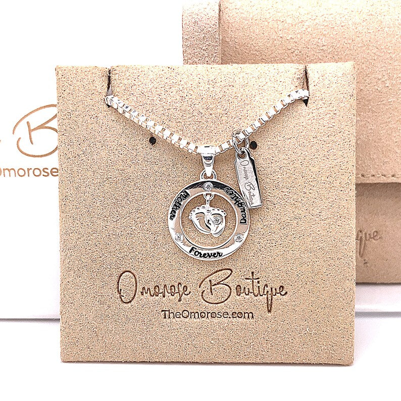 Baby Feet with "Mother, Forever, Daughter" Engraved Necklace