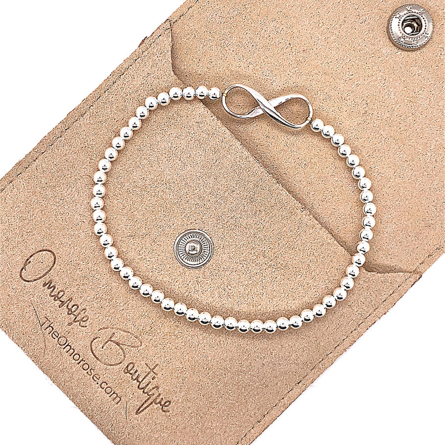 Silver Ball & Infinity Symbol Stretch Adjustable Bracelet