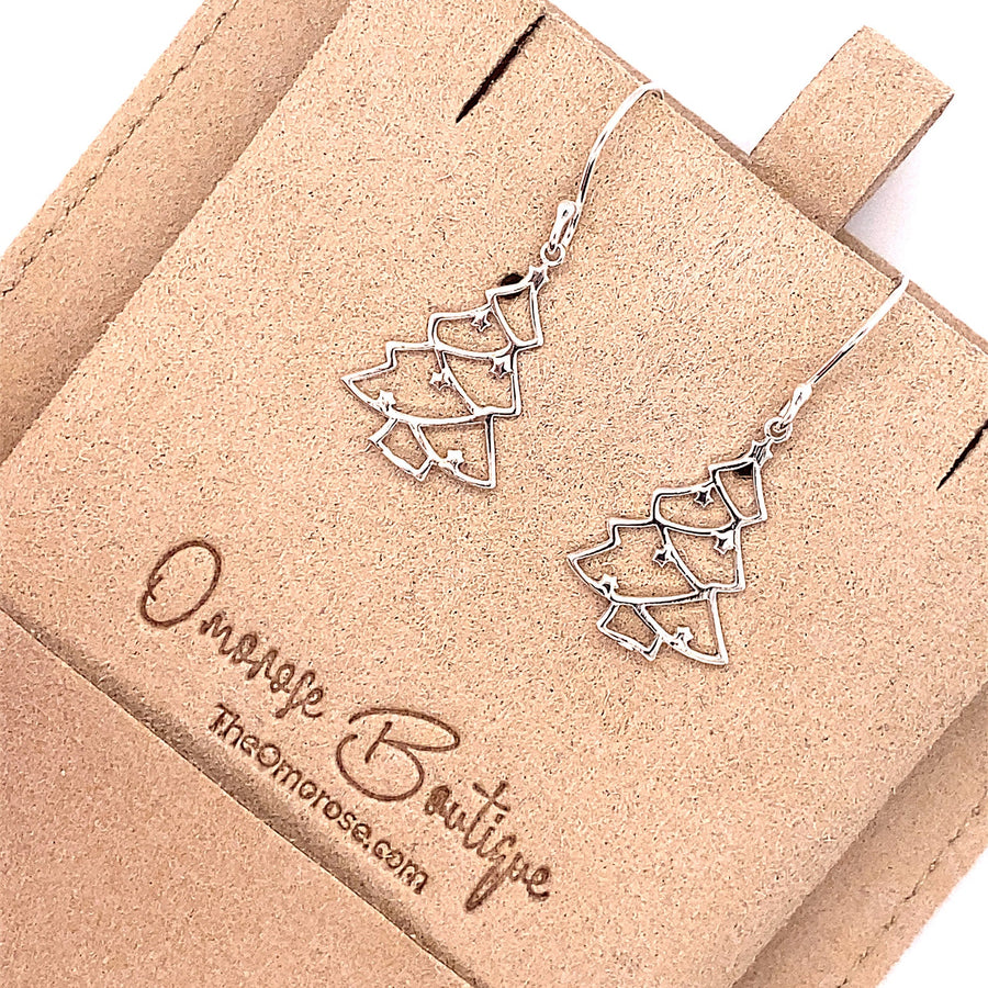 925 Sterling Silver Christmas Tree Hook Earrings