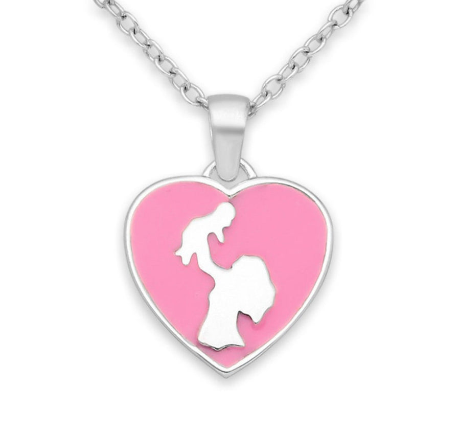 Mother & Child Pink Heart Necklace