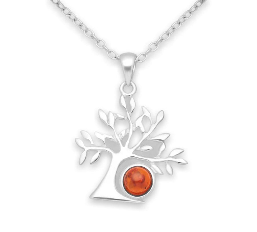 Tree of Life Necklace and Pendant, Decorated with Baltic Amber