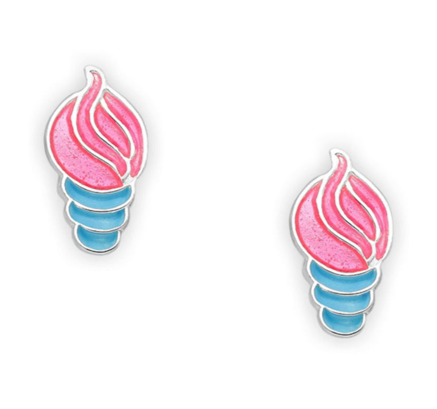 925 Sterling Silver Ice Cream Push-Back Earrings, Decorated with Colored Enamel