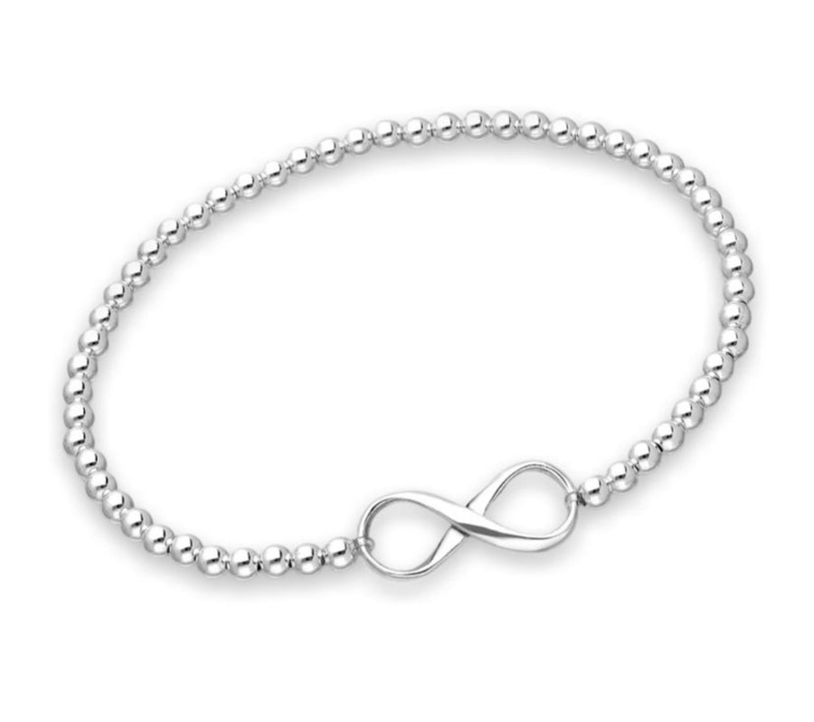 Silver Ball & Infinity Symbol Stretch Adjustable Bracelet