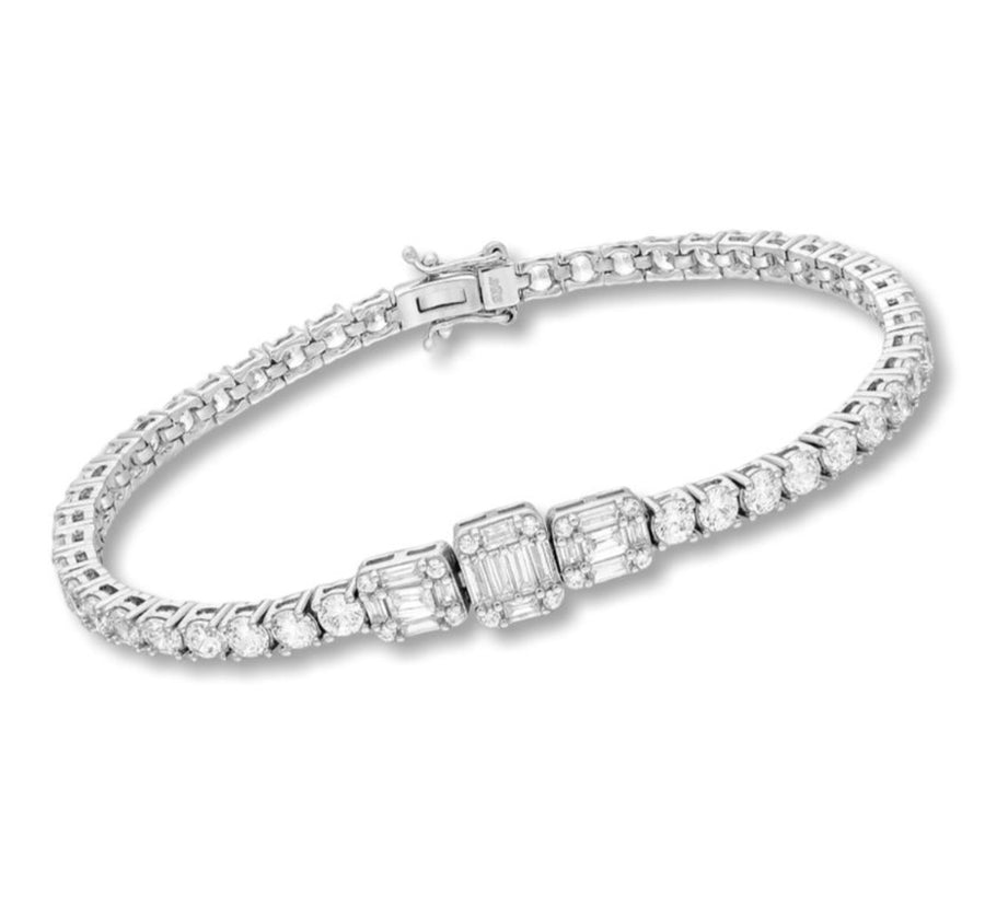 Dorit 925 Sterling Silver Bracelet, Decorated with CZ  Diamonds