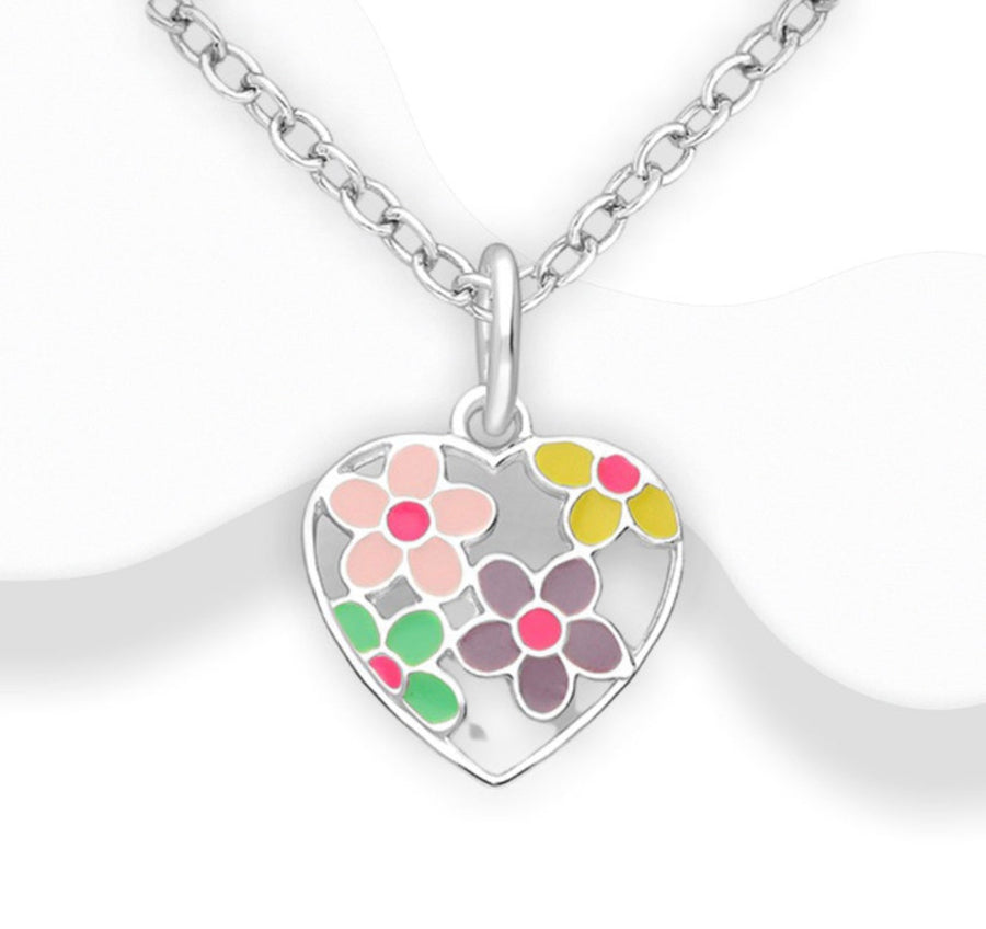 Flowers & Love Heart Necklace