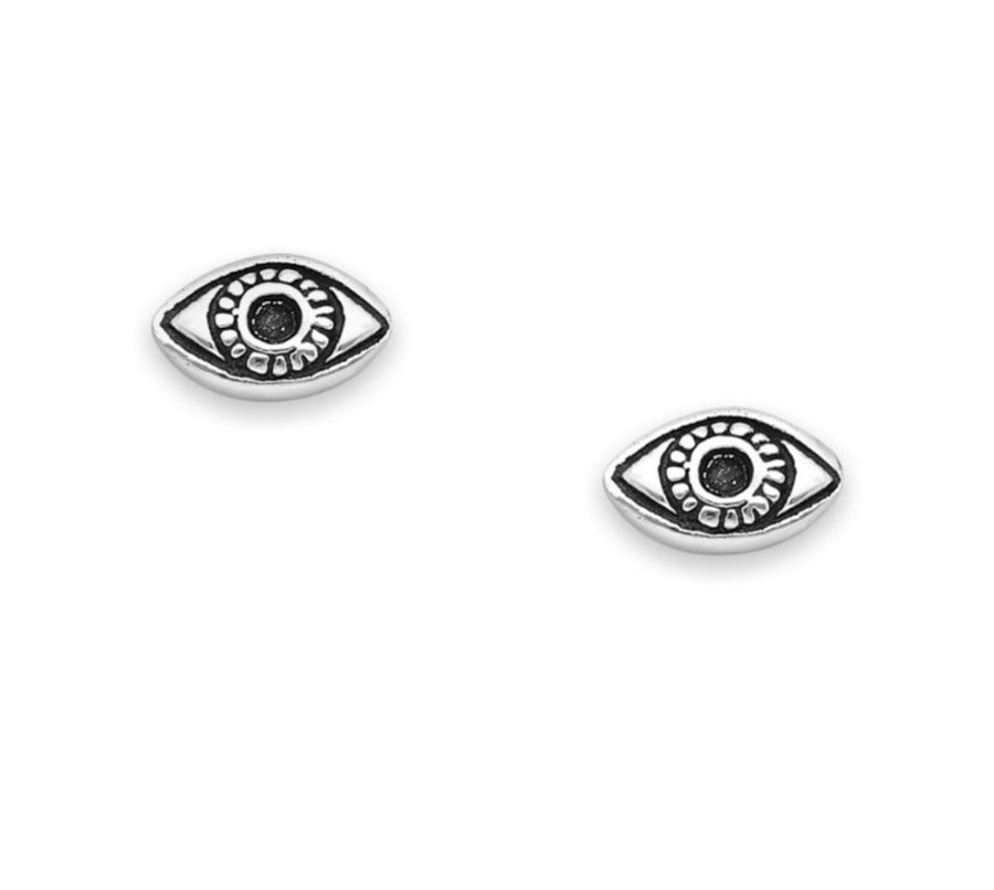 925 Sterling Silver Oxidized Eye Protection Push-Back Stud Earrings