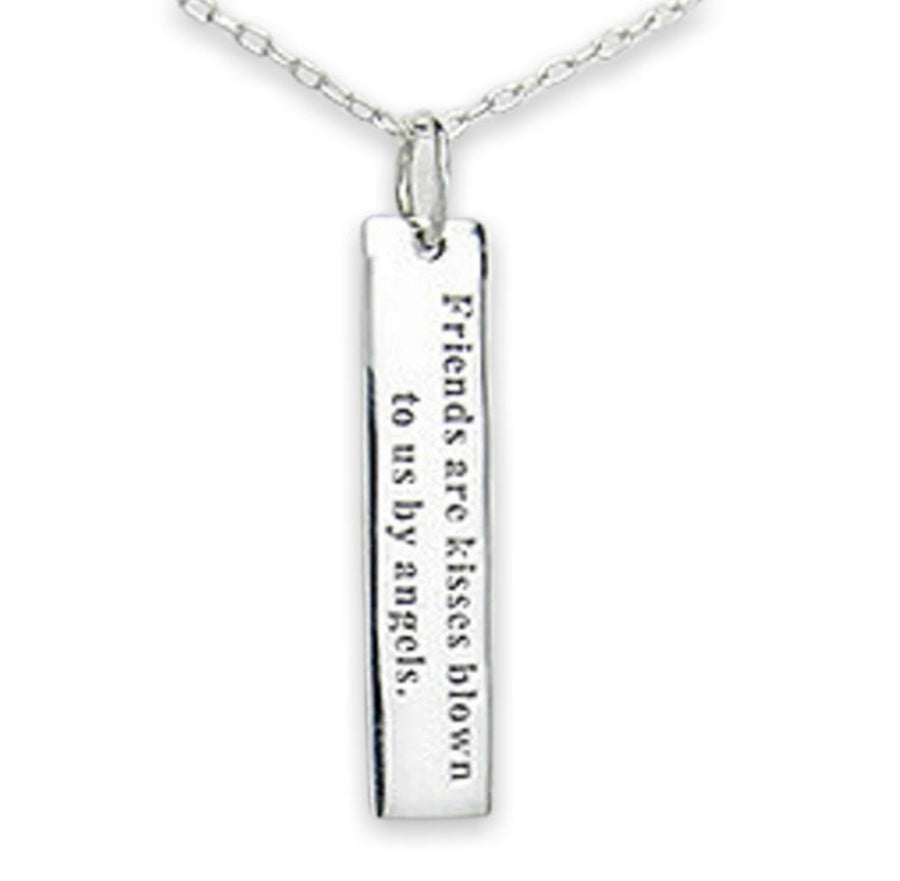 925 Sterling Silver "Friends are kisses blown to us by angels" Necklace