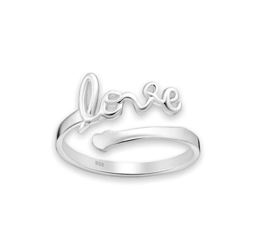 925 Sterling Silver Adjustable "Love" Ring