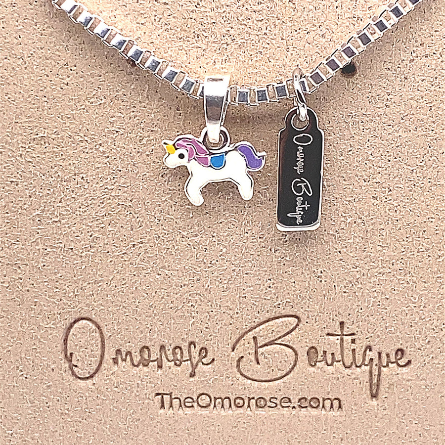 Unicorn Necklace Pendant Decorated With Colored Enamel