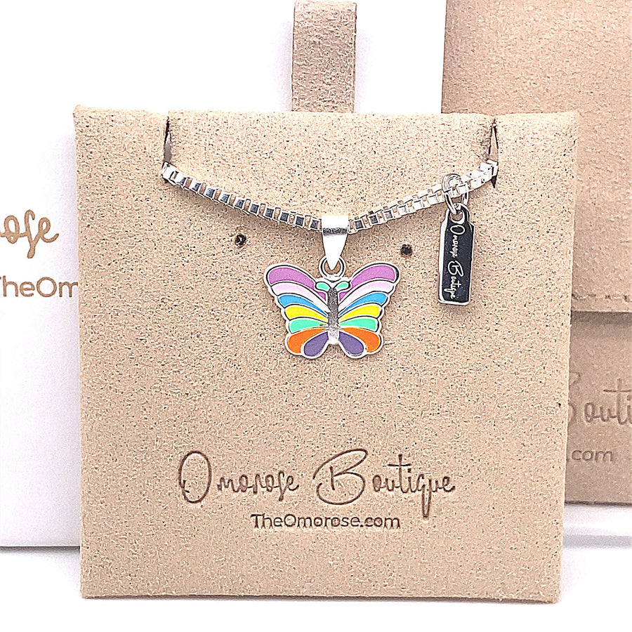 Rainbow Butterfly Necklace