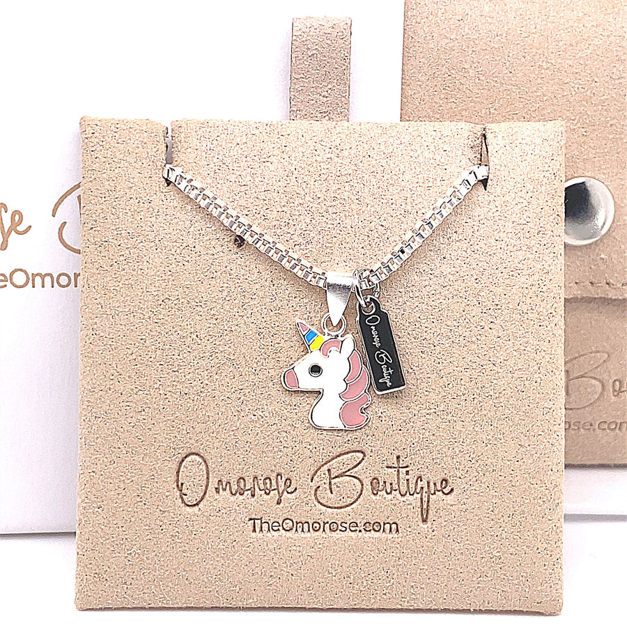 Unicorn Pendant Decorated with Colored Enamel - Rainbow