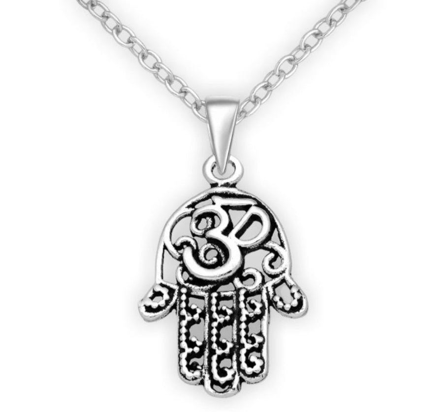 Hamsa and Om Necklace