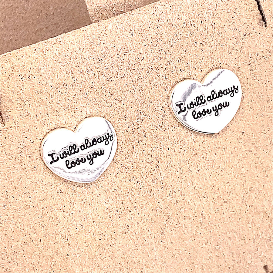 Heart "I will always love you" Push-Back Earrings