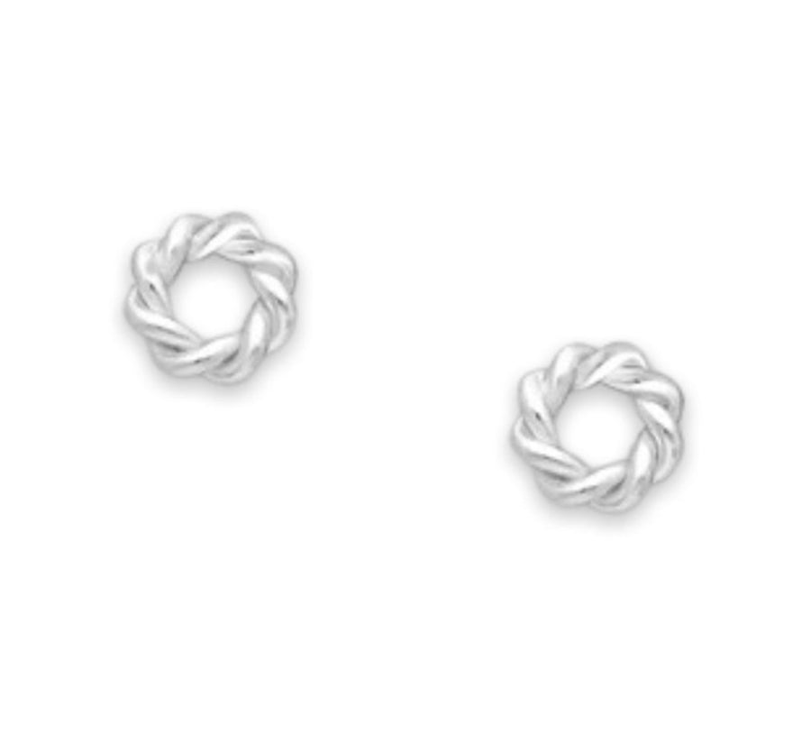 925 Sterling Silver Twisted Circle Push-Back Stud Earrings