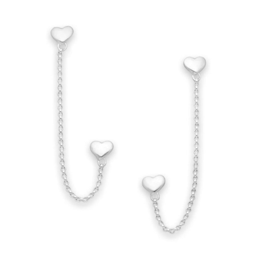 Double Love Heart Push-Back Stud Earrings