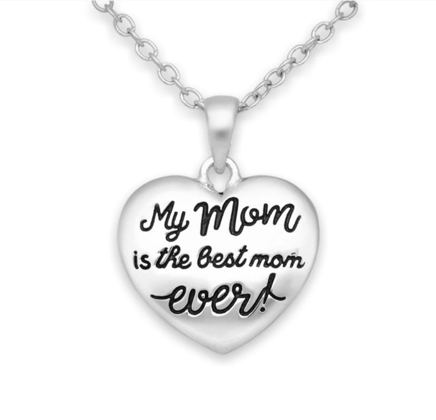 "My mum is the best mum ever!" Love Heart Pendant and Necklace.