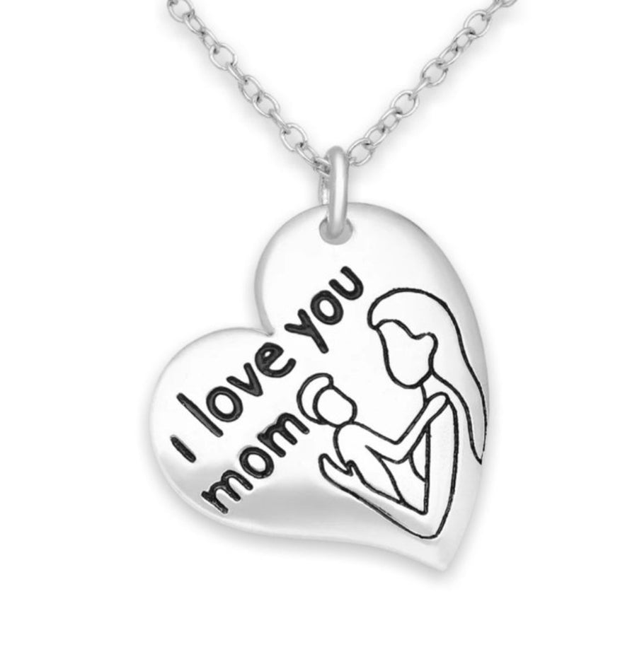 "I love you mom" Pendant with 16Inch Necklace.