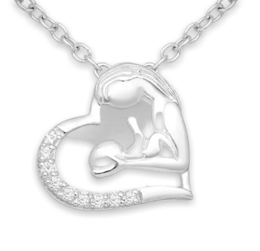 925 Sterling Silver Mum And Child Necklace